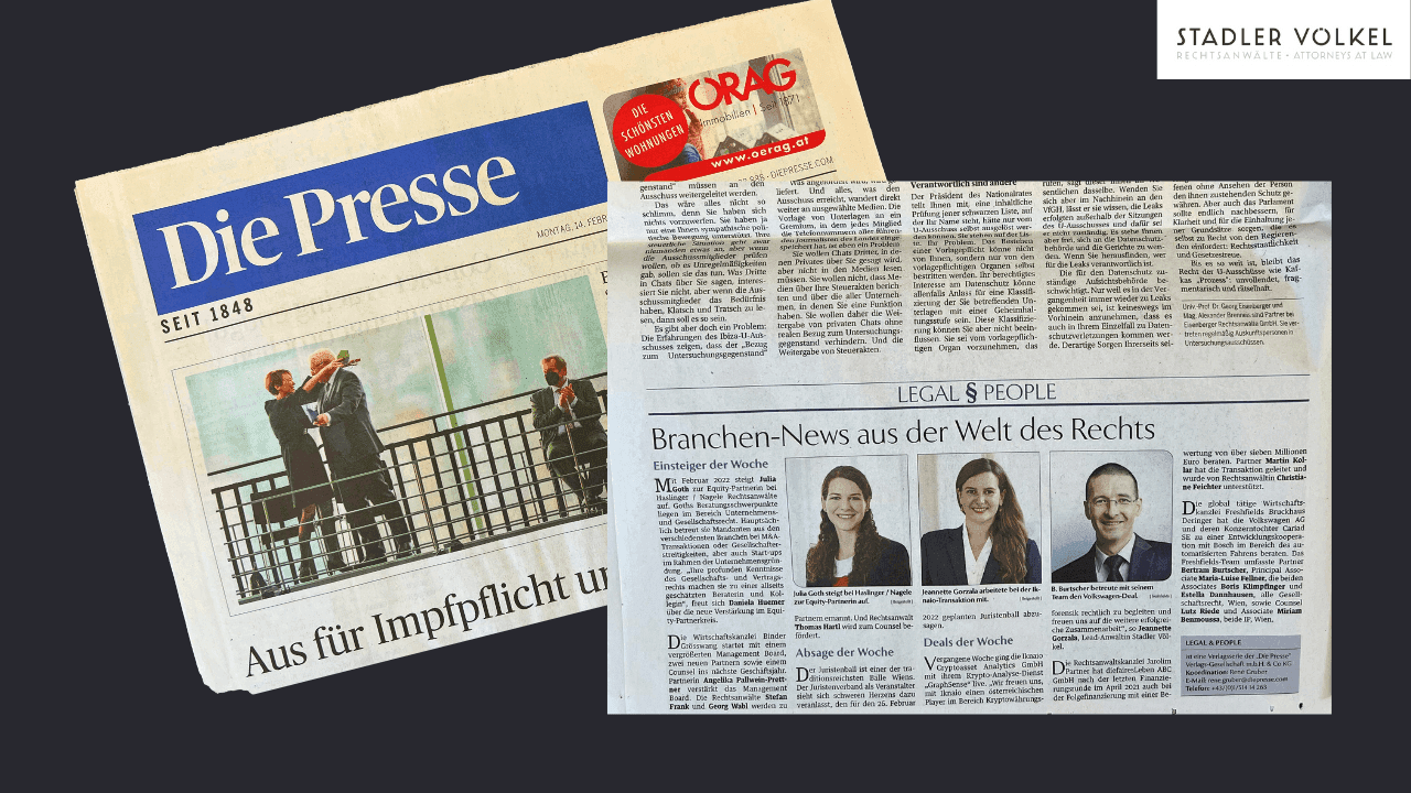 Die Presse: SV.LAW advises Iknaio Cryptoasset Analytics GmbH