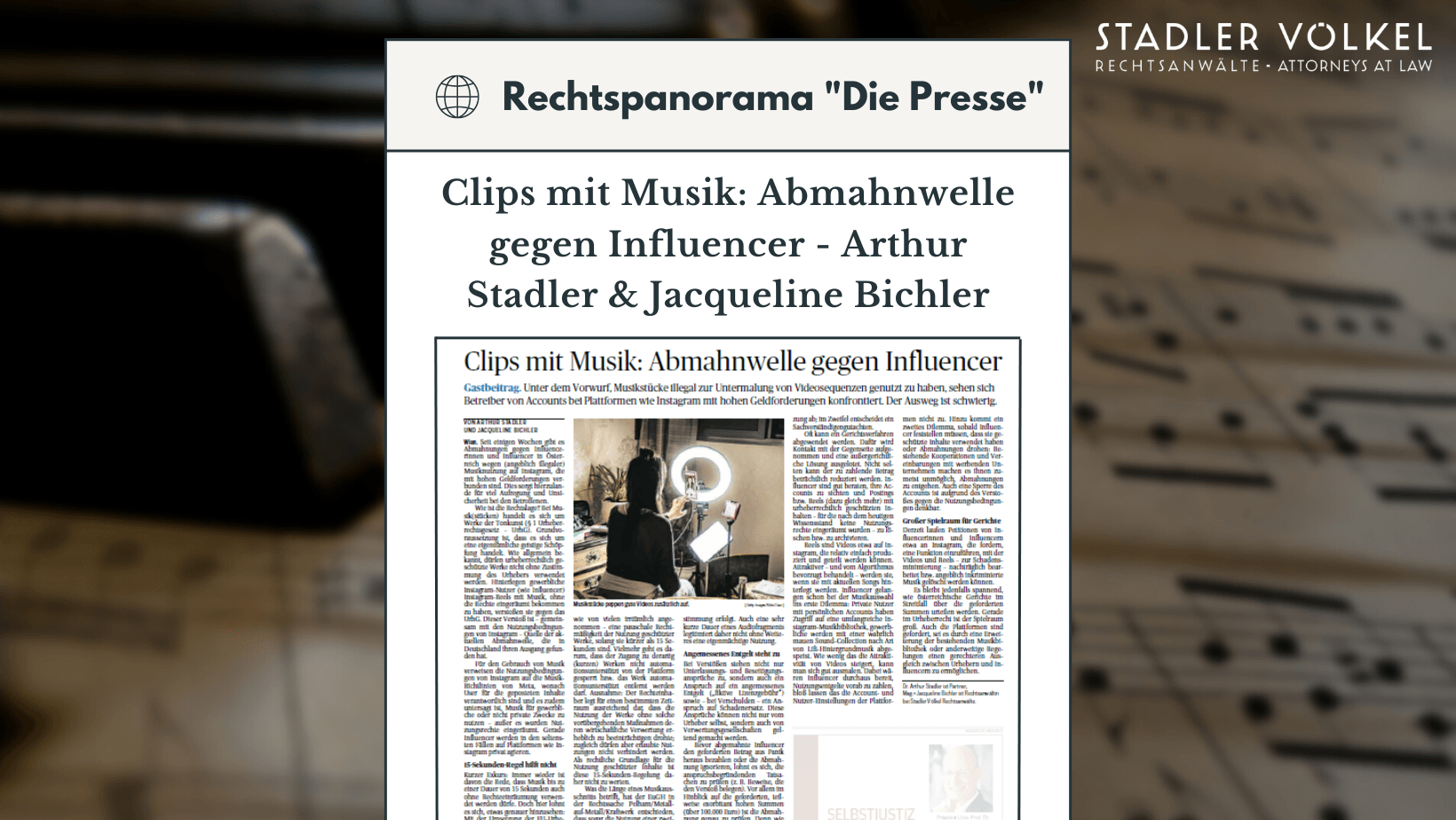 Arthur Stadler and Jacqueline Bichler in the legal panorama of "Die Presse"